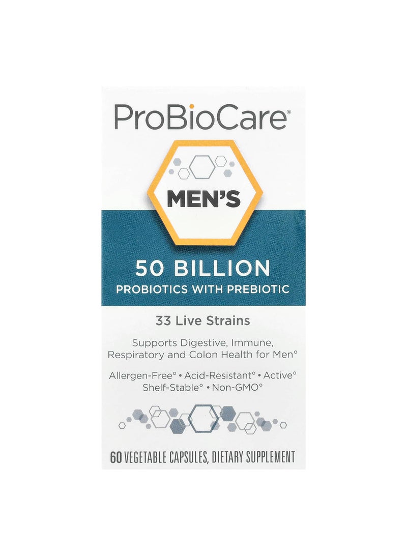 Men's Probiotics with Prebiotic, 50 Billion, 60 Vegetable Capsules
